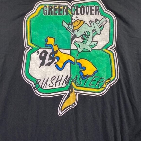 Vintage Green Clover Bushmasters T Shirt Size XL Black Single Stitch Hem Sleeve - Picture 5 of 10